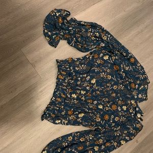 Blue Green Floral Top